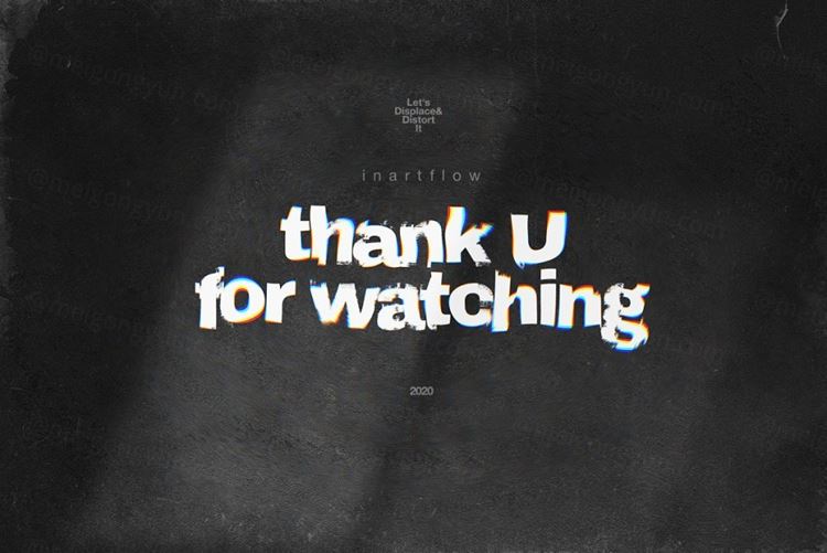 潮流故障位移扭曲模糊文本特效抽象海报设计模板 Displac