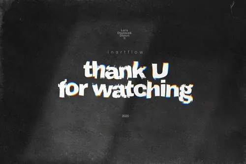 潮流故障位移扭曲模糊文本特效抽象海报设计模板 Displac