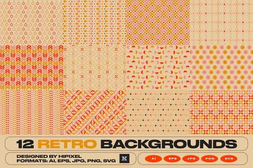 12个复古几何图案无缝拼接图案素材 12 Retro Bac