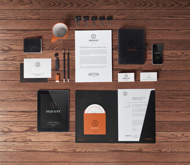 黑色系列公司VI提案贴图PSD模板Stationery Branding Mock Up Vol105