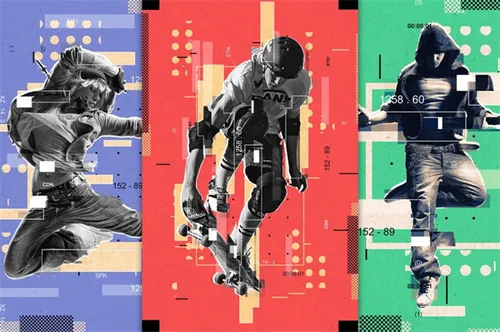 现代几何概念艺术杂志封面海报快速生成PS动作素材 Modern Pos