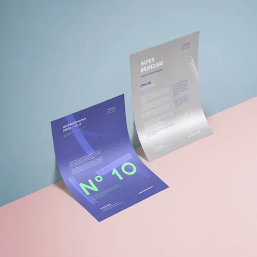 弯曲效果A4纸张模型PSD模板Psd A4 Paper Mock-Up