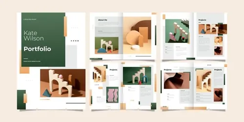 创意绿色渐变工作室简介投资标书个人简历画册模板EPS矢量设计