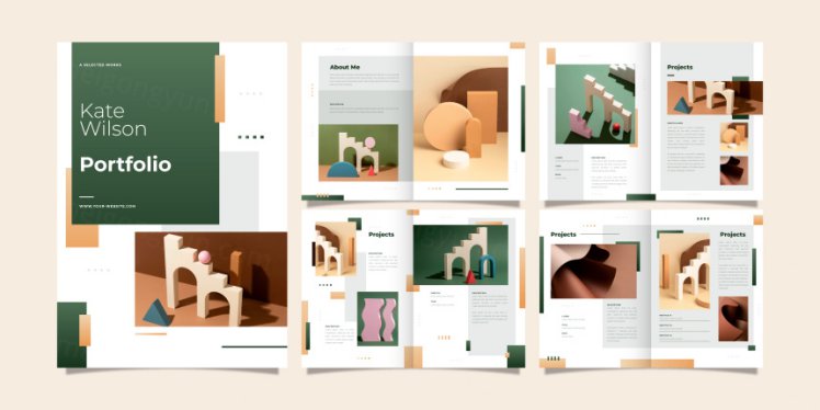 创意绿色渐变工作室简介投资标书个人简历画册模板EPS矢量设计模板素材