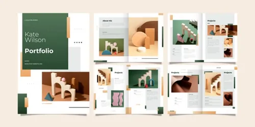 创意绿色渐变工作室简介投资标书个人简历画册模板EPS矢量设计模板素材