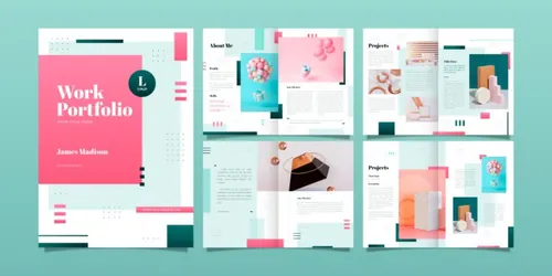 创意粉色渐变工作室简介投资标书个人简历画册模板EPS矢量设计模板素材