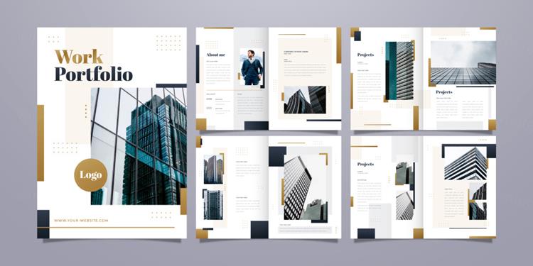 创意棕色渐变工作室简介投资标书个人简历画册模板EPS矢量设计