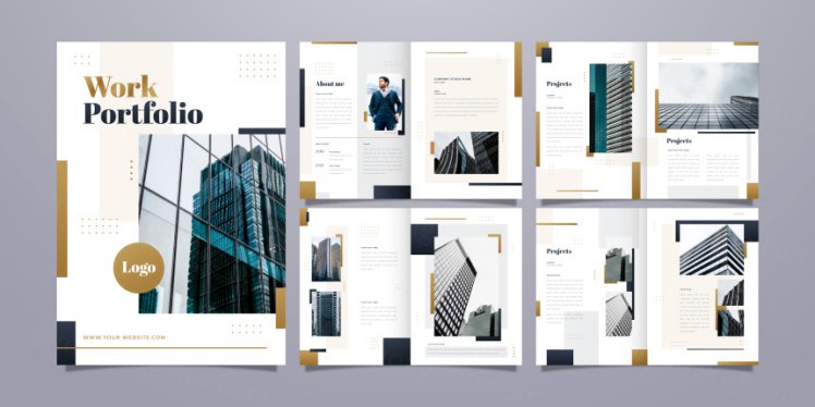 创意棕色渐变工作室简介投资标书个人简历画册模板EPS矢量设计模板素材