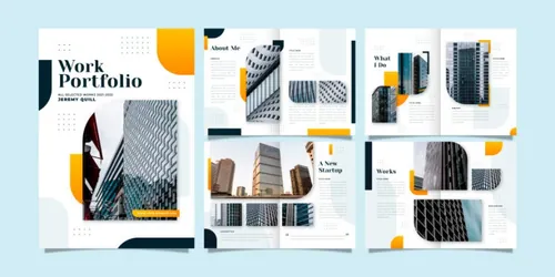 创意黄色绿色渐变工作室简介投资标书个人简历画册模板EPS矢量设计模板素材