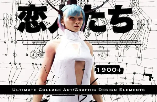 潮流未来派赛博机能复古雕像涂鸦酸性剪贴画素材合集 1900+