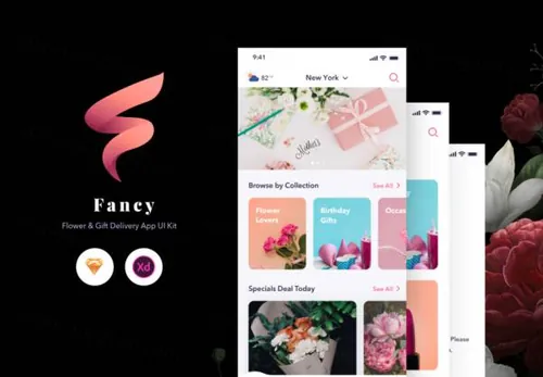 鲜花礼品预订送货上门移动程序界面UI工具包 Fancy App UI Kit
