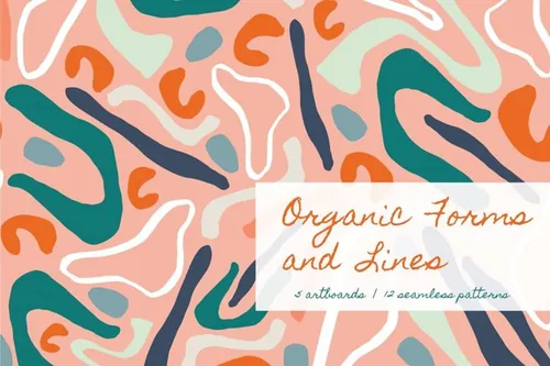 有机绘画图形背景纹理 Organic Forms Patte
