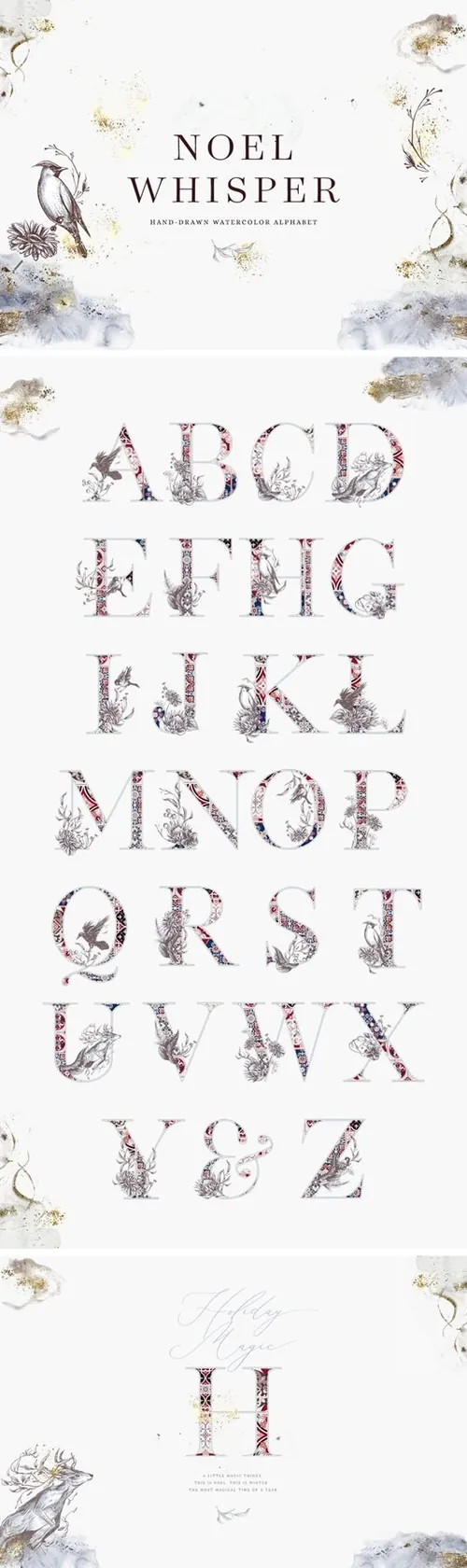 诺尔耳语水彩套装 快乐明亮水彩字母  Noel Whisper Watercolor Set