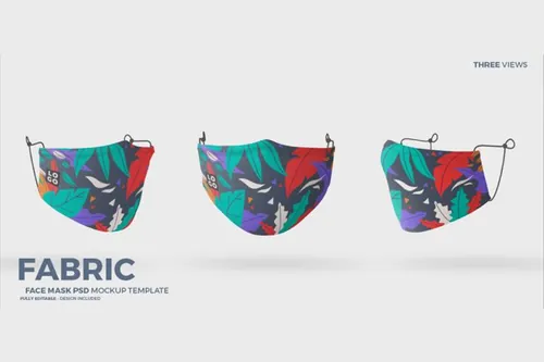 医疗疫情防护口罩图案设计样机PSD模板 Face masks mock-up