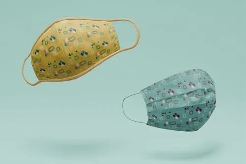 医疗疫情防护口罩图案设计样机PSD模板 Face masks mock-up