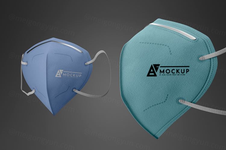 医疗疫情防护口罩图案设计样机PSD模板 Face masks mock-up