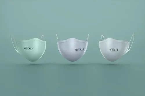 医疗疫情防护口罩图案设计样机PSD模板 Face masks mock-up