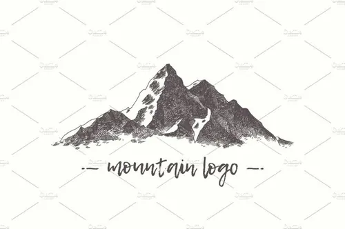 手绘山素描插画 Illustration of mountain peaks