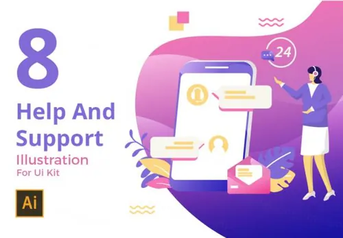 Web网页帮助和在线客服支持矢量插画素材 Help And Support se