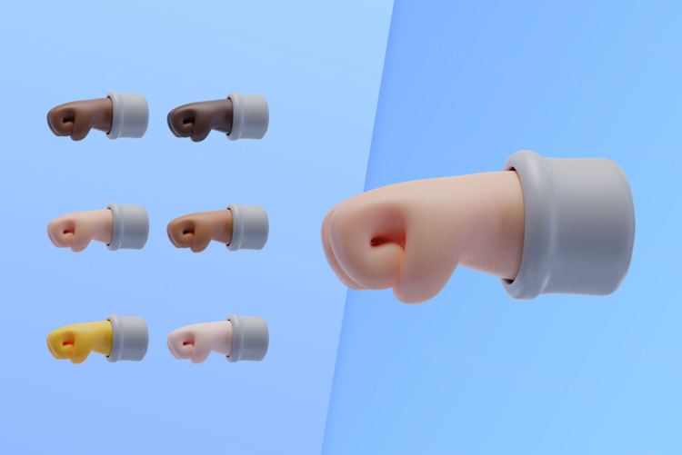 潮流不同肤色卡通3D击拳碰拳手势插图素材 3d collec
