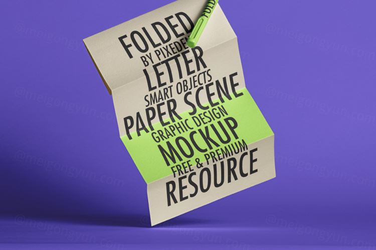 高质量折叠纸张单页传单宣传单设计提案样机模板 Folded Letter Psd Paper Mockup Set