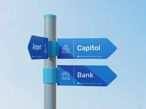 城市街道景区方向标设计提案样机PSD模板 Direction Sign Mockup 样机