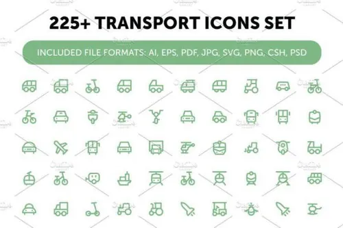交通工具矢量图标大全 225  Transport Icons Set