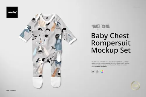 儿童连体衣套装母婴品牌设计提案样机模板 Baby Chest