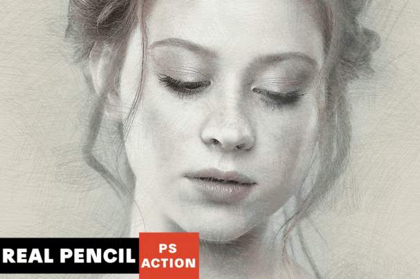 逼真的铅笔PS动作文件下载