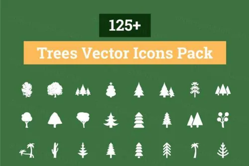 圣诞节树木图标素材 125  Trees Vector Icons Pack