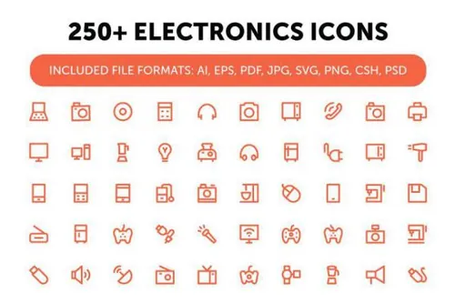 电子设备矢量图标素材 250  Electronics Icons