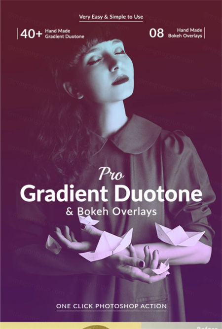 专业渐变双色调效果散景照片叠层ps动作套装