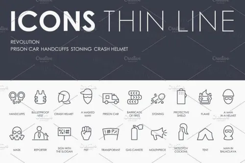 警察消防矢量图标设计 Revolution thinline icons