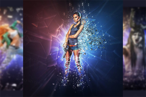 破碎玻璃效果的PS动作下载