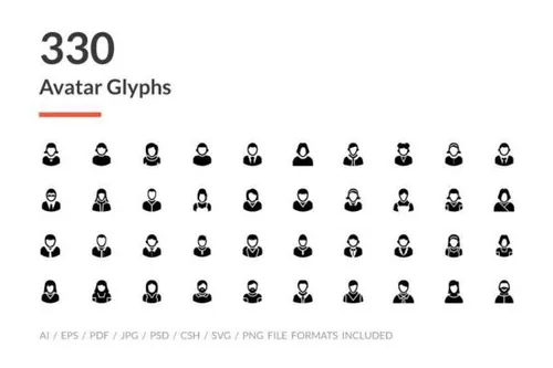 虚拟用户矢量图标大全 330 Avatar Glyph Icons