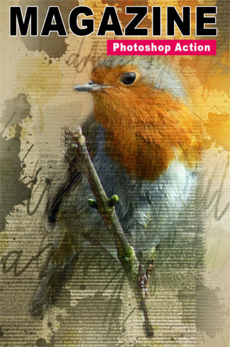 杂志报纸背景艺术绘画效果照片处理ps动作下载