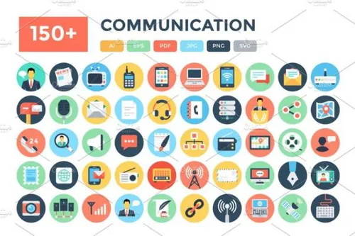 150 平面通讯图标下载 150  Flat Communication Ico