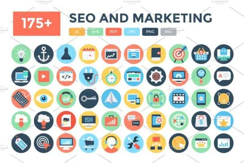 搜索引擎优化和营销图标大全 175  Flat Seo and Marketin