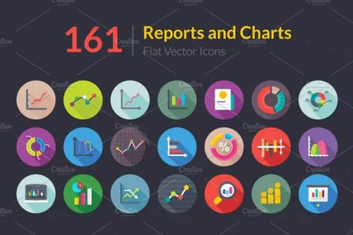 大数据报表图标素材 161 Reports and Charts Flat Ic