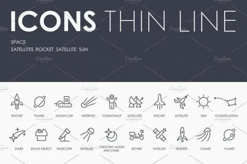 宇航太空logo制作 Space thinline icons
