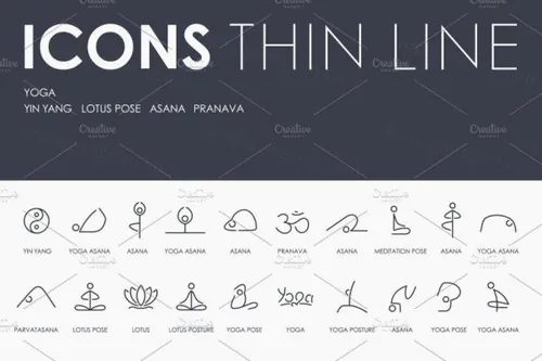 瑜伽图标素材 Yoga thinline icons