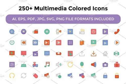 250 多媒体彩色图标素材 250  Multimedia Colored Ic