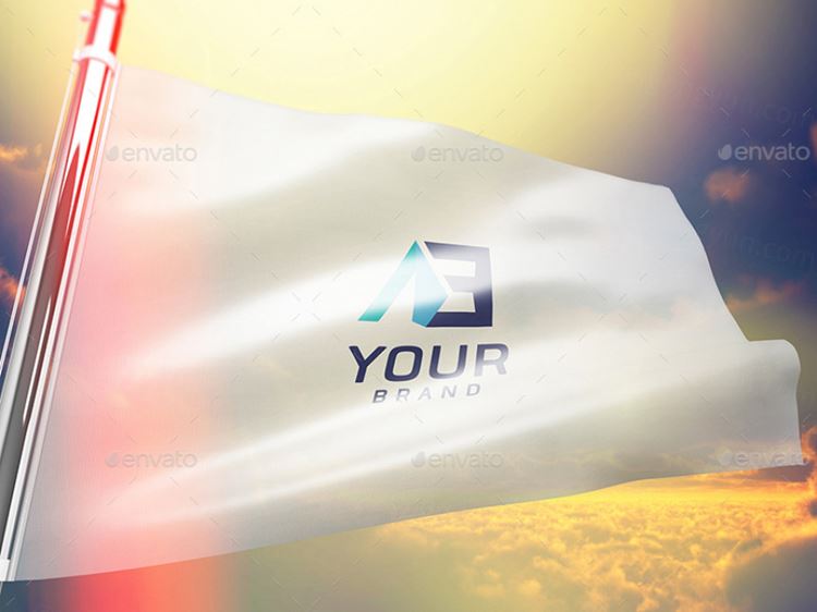 企业旗帜展示VI贴图PSD模版 Flag Mockups