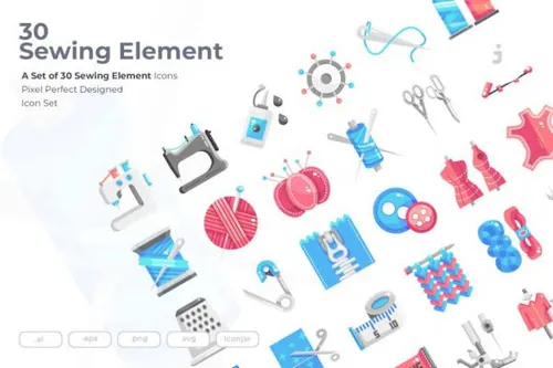 缝纫元素图标素材矢量图标sewing-element-icons