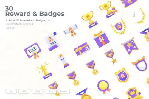 奖杯奖励图标素材矢量图标reward-badges-icons