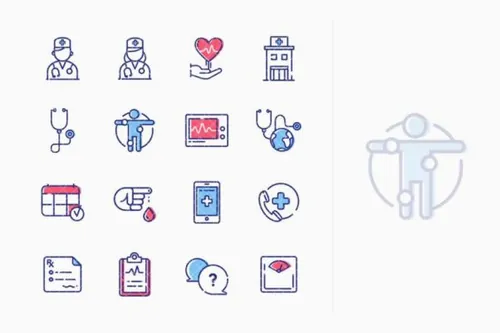 医疗保健医院医护设施矢量图标