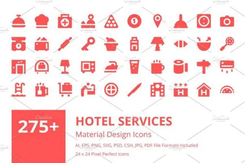 275 酒店服务材料图标素材 Hotel Services Material I