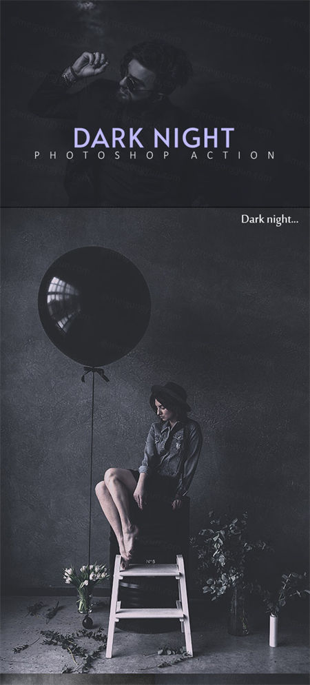 暗淡黑暗色调效果照片后期处理ps动作下载