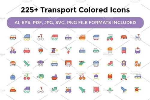 225 传输彩色图标素材 225  Transport Colored Icon