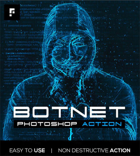 抽象科技黑客代码特效照片处理ps动作